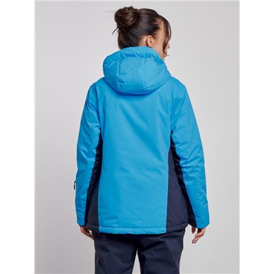Горнолыжная куртка женская зимняя большого размера синего цвета 3960S