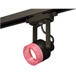 Комплект трекового однофазного светильникас композитным хрусталем XT6602062 PBK/PI черный полированный/розовый MR16 GU10 (C6602, N6152)