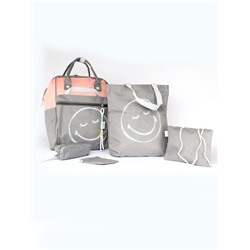 Комплект MF-3056  (рюкзак+2шт сумки+пенал+монетница)   1отд,  4внеш+1внут/карм,  серый/розо 256475
