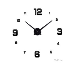 Часы настенные 3D наклейка 70-90 см / AL005B/2 /уп 50/ черные
