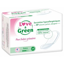 Love and Green pour Fuites Urinaires Serviettes Hypoallerg?niques Extra 10 Serviettes