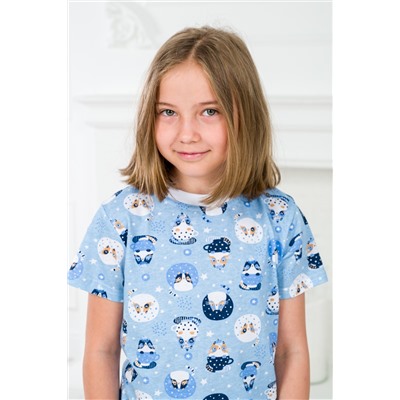 Пижама детская из футболки и бридж из кулирки Кошки