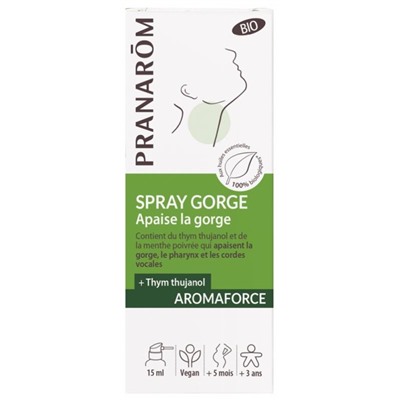 Pranar?m Aromaforce Spray Gorge Apaise la Gorge Bio 15 ml