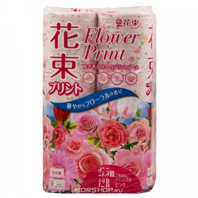 Туалетная бумага Flower Print Marutomi (2 слоя), Япония
