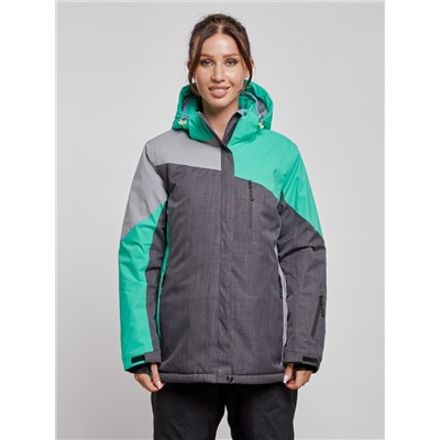 Горнолыжная куртка женская зимняя большого размера зеленого цвета 3963Z