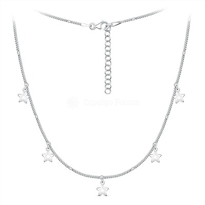 Цепь панцирная из серебра родированная с алмазной огранкой - Звёзды, 45 см 030003R040L45