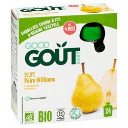 Good Go?t Baby 99,9% Poire Williams D?s 4 Mois Bio 4 Gourdes de 85 g