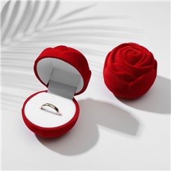 Футляр бархатный под кольцо "Роза" крупная, 5x5,5x5, цвет красный, вставка белая