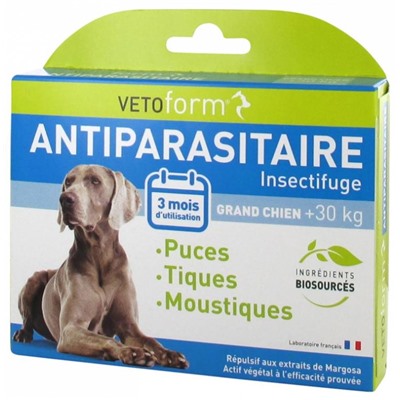 Vetoform Antiparasitaire Insectifuge Grand Chien 6 Pipettes