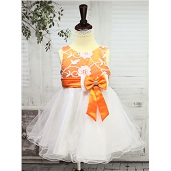 01272 Платье оранжевый=белый