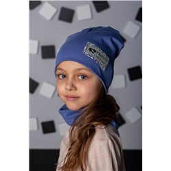 Детская комплект шапка и шарф для девочки Индиго