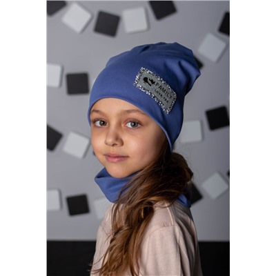Детская комплект шапка и шарф для девочки Индиго