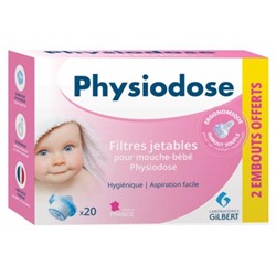 Gilbert Physiodose 20 Filtres Jetables pour Mouche B?b? + 2 Embouts Offerts