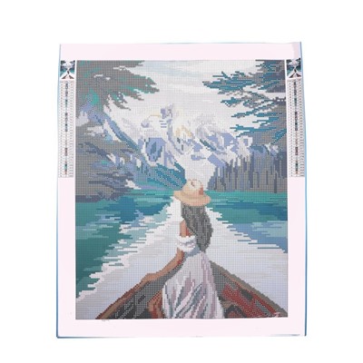 Алмазная мозаика с полным заполнением «Девушка в лодке» 40х50 см