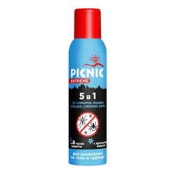"Picnik Extreme" Инсектицид СПРЕЙ 5в1 (комары,мошки,клещи,слепни,блохи) (150мл).12