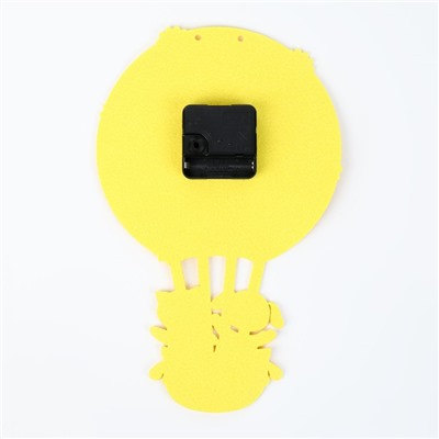 Часы настенные из фетра, серия: DIY, "Зверюшки на воздушном шаре", плавный ход, 22 х 29 см