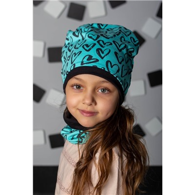Детская комплект шапка и шарф для девочки Зеленый