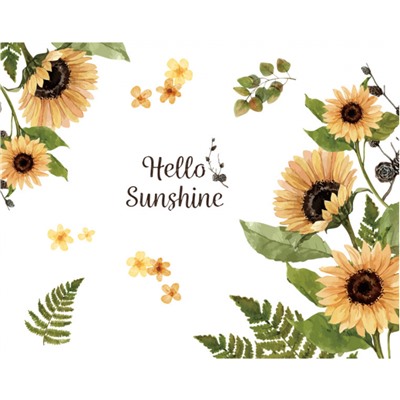 Наклейка интерьерная  "Hello Sunshine" подсолнухи (2653)