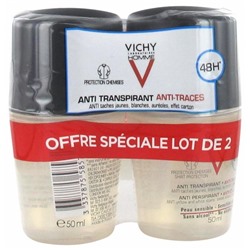 Vichy Homme D?odorant Anti-Transpirant 48H Anti-Traces Roll-On Lot de 2 x 50 ml
