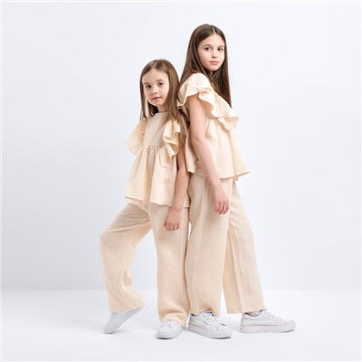 Комплект (блузка и брюки) для девочки MINAKU цвет бежевый, рост 116 см