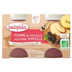 Babybio Pomme Myrtille 4 Mois et + Bio 2 Pots de 130 g