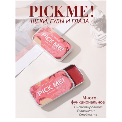 Матовый крем 3 в 1 (румяна, тени для век, помада для губ) O.TWO.O Pick Me 10г #9139 (№01 Персиковый)