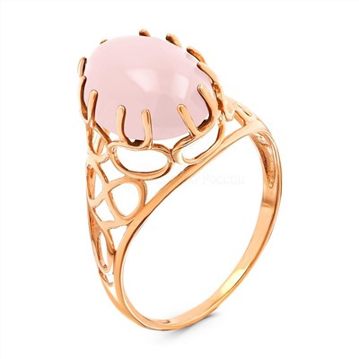 Кольцо из золочёного серебра с нат.розовым халцедоном