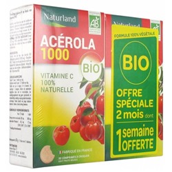Naturland Acerola Bio 1000 Lot 2 x 30 Comprim?s A Croquer