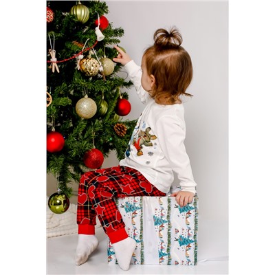 Пижама с брюками для девочки Каникулы-4 Молочный/красный