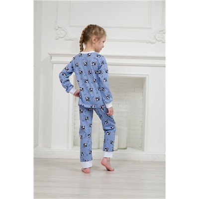 Пижама детская из джемпера и брюк из кулирки Коровы голубой