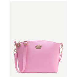 Розовая кожаная сумка с отделкой