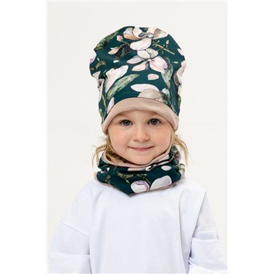 Детская комплект шапка и шарф для девочки Бежевый