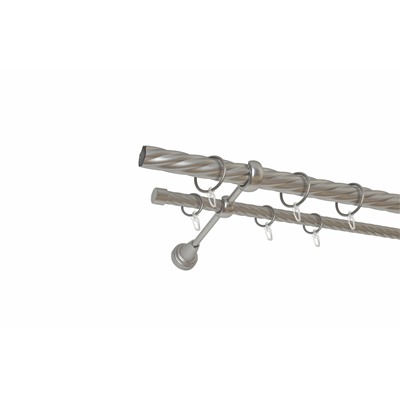 Карниз металлический 2-рядный хром матовый, крученая труба, ø25 мм (df-100115)