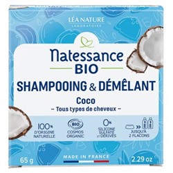 Natessance Shampoing and D?m?lant Solide Coco Bio 65 g