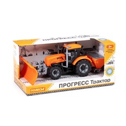 323098 Полесье Трактор "Прогресс" снегоуборочный инерционный (оранжевый) (в коробке)