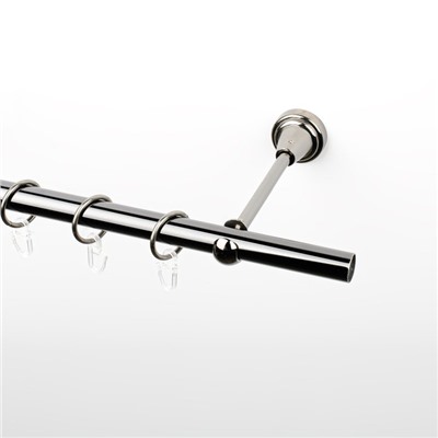 Карниз металлический стыкованный, 1-рядный, черный никель, гладкая труба, ø 19 мм (df-200063-gr)