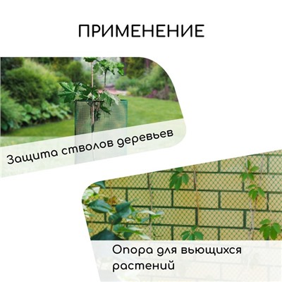 Сетка садовая 0.5 × 10 м, ячейка ромб 40 × 40 мм, пластиковая, зелёная, Greengo