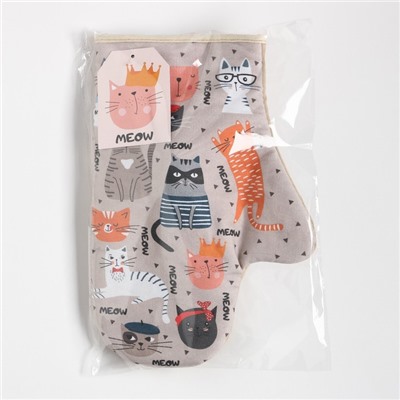 Набор подарочный Meow: полотенце, варежка-прихватка, кисть, лопатка, венчик
