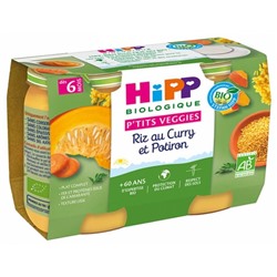 HiPP P tits Veggies Riz au Curry et Potiron d?s 6 Mois Bio 2 Pots