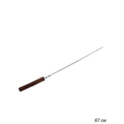 Шампур уголок, с деревянной лакированной ручкой Клен/Орех / 2К-376 /уп 20/ 1,5х12х450