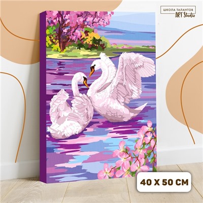 Картина по номерам на холсте с подрамником «Лебеди» 40×50 см