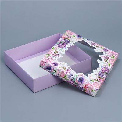 Коробка подарочная «Цветы» , 23.5 × 20.5 × 5.5 см