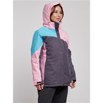 Горнолыжная куртка женская зимняя большого размера розового цвета 3963R