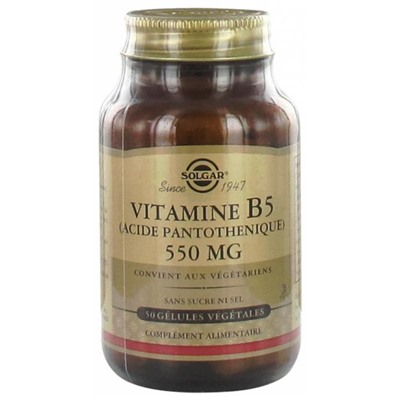Solgar Vitamine B5 (Acide Pantoth?nique) 550 mg 50 G?lules V?g?tales