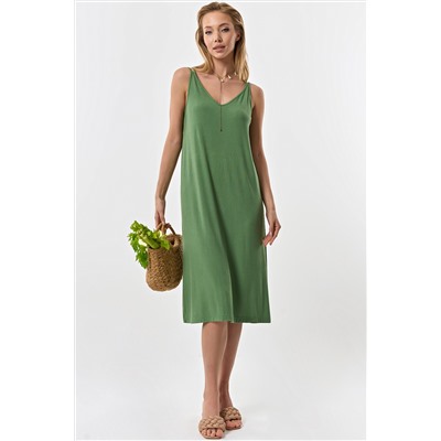 Платье летнее миди трикотажное зеленое