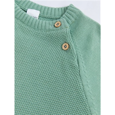 Текстурированный вязаный свитер с круглым вырезом для мальчика