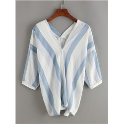 Сине-белая полосатая блуза