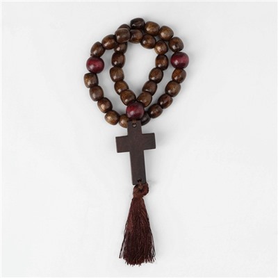 Чётки деревянные «Православные» 33 бусины с крупным крестом, цвет вишнёво-коричневый