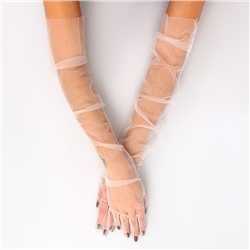 Карнавальный аксессуар- перчатки прозрачные, цвет белый