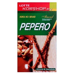 Соломка в шоколадной глазури с миндалём Пеперо Almond Pepero Lotte, Корея, 36 г Акция
